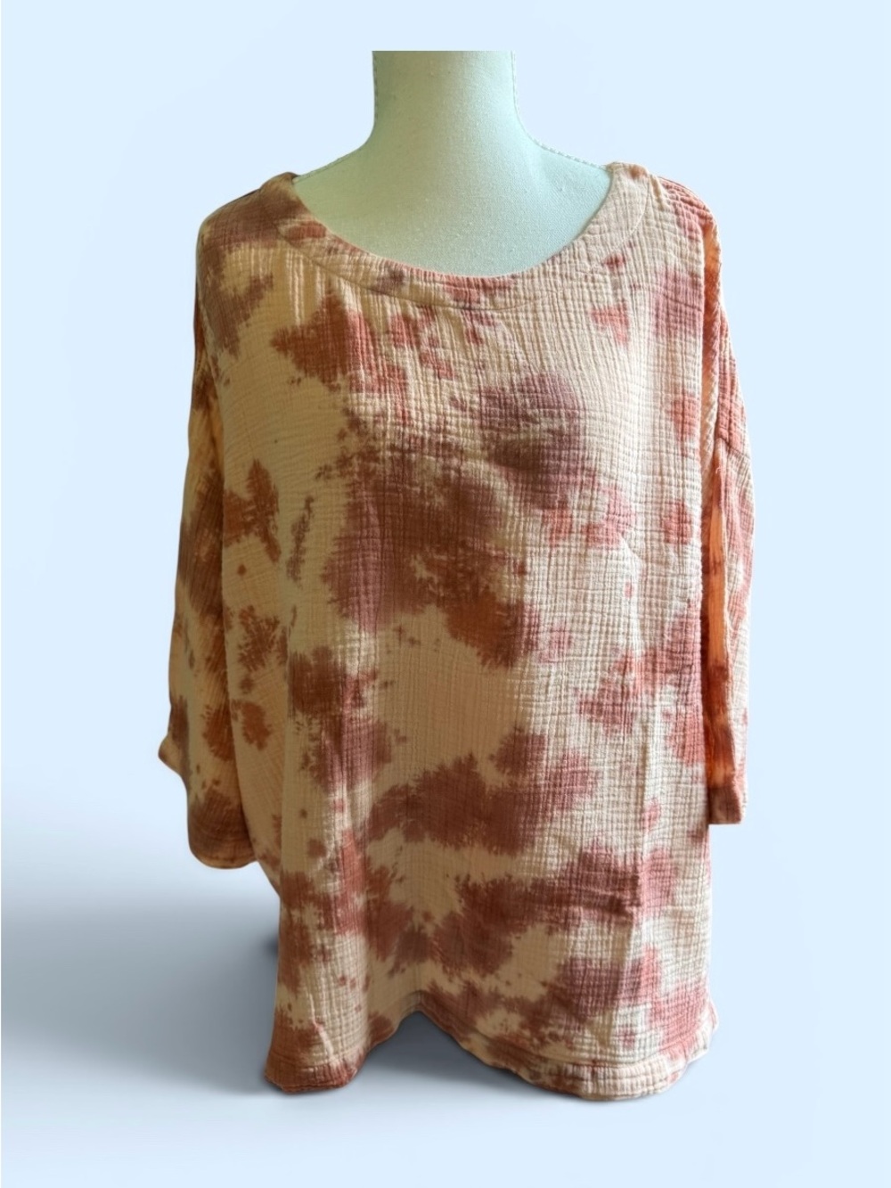 Pure J Jill Rust and Creamy Peach Tie-Dye Tunic Sz L